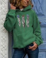 Women's Hoodie Long Sleeve Hoodies & Sweatshirts Printing Casual Feather main image 2