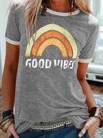 Women's T-shirt Short Sleeve T-shirts Printing Casual Letter Rainbow main image 3