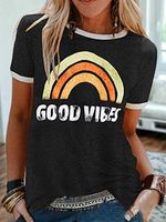 Women's T-shirt Short Sleeve T-shirts Printing Casual Letter Rainbow main image 4