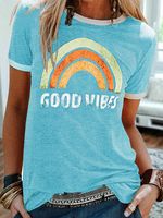 Women's T-shirt Short Sleeve T-shirts Printing Casual Letter Rainbow main image 5