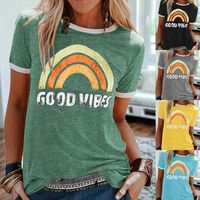 Women's T-shirt Short Sleeve T-shirts Printing Casual Letter Rainbow main image 1