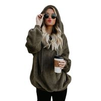 Women's Hoodie Long Sleeve T-shirts Pocket Zipper Simple Style Solid Color main image 3