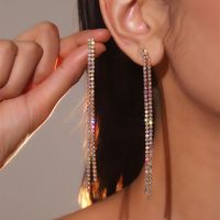 1 Paire Élégant Couleur Unie Placage Incruster Strass Strass Plaqué Or Boucles D'oreilles main image 1