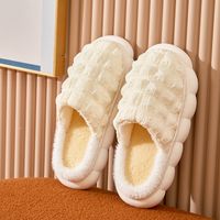 Unisex Casual Plaid Solid Color Round Toe Cotton Slippers sku image 3