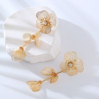 1 Pair Elegant Luxurious Flower Inlay Alloy Rhinestones Drop Earrings main image 4