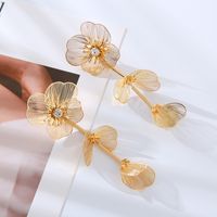 1 Pair Elegant Luxurious Flower Inlay Alloy Rhinestones Drop Earrings main image 5