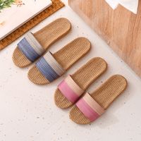Unisex Casual Stripe Round Toe Home Slippers main image 4