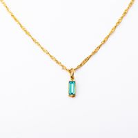 201 Stainless Steel Glass Gold Plated Retro Simple Style Plating Inlay Square Zircon Pendant Necklace main image 5