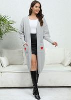 Women's Cardigan Long Sleeve Sweaters & Cardigans Pocket Simple Style Heart Shape main image 4