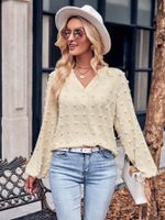 Women's Blouse Long Sleeve Blouses Casual Round Dots Solid Color main image 4