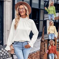 Femmes Chemisière Manche Longue Blouses Style Simple Couleur Unie main image 6