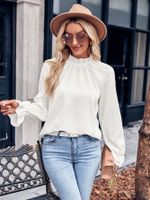 Femmes Chemisière Manche Longue Blouses Style Simple Couleur Unie main image 5