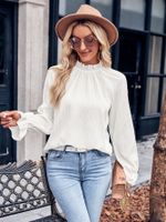 Women's Blouse Long Sleeve Blouses Simple Style Solid Color sku image 5