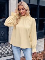 Femmes Chemisière Manche Longue Blouses Style Simple Couleur Unie main image 2