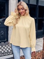 Women's Blouse Long Sleeve Blouses Simple Style Solid Color sku image 9