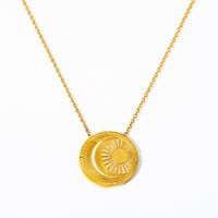 201 Stainless Steel 304 Stainless Steel Gold Plated Retro Simple Style Enamel Plating Round Devil'S Eye Moon Pendant Necklace sku image 4