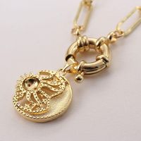 Retro Sun Moon Copper Gold Plated Zircon Pendant Necklace In Bulk main image 5