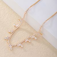 Wholesale Simple Style Square Tassel Copper Plating Chain Inlay K Gold Plated Rhodium Plated Zircon Pendant Necklace sku image 3