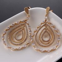 1 Pair Simple Style Water Droplets Plating Inlay Copper Zircon Gold Plated Drop Earrings main image 4
