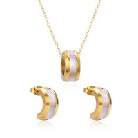 Wholesale French Style C Shape Titanium Steel Plating Earrings Necklace main image 4