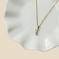 Casual Hawaiian Tropical Rabbit Hippocampus Crab Stainless Steel Copper Inlay Zircon Gold Plated Pendant Necklace sku image 2