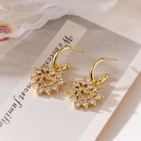 1 Pair Simple Style Commute Heart Shape Dragonfly Plating Inlay Copper Zircon 18k Gold Plated Drop Earrings main image 4