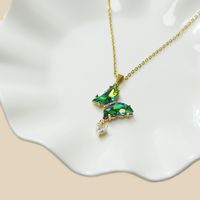 Sweet Butterfly Stainless Steel Copper Plating Inlay Zircon Gold Plated Pendant Necklace sku image 3