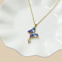 Sweet Butterfly Stainless Steel Copper Plating Inlay Zircon Gold Plated Pendant Necklace sku image 2