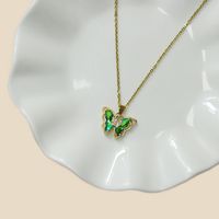 Casual Butterfly Stainless Steel Plating Inlay Zircon Gold Plated Pendant Necklace main image 4