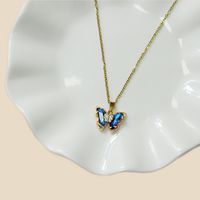 Casual Butterfly Stainless Steel Plating Inlay Zircon Gold Plated Pendant Necklace main image 1