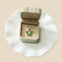 Casual Butterfly Stainless Steel Plating Inlay Zircon Gold Plated Pendant Necklace main image 2