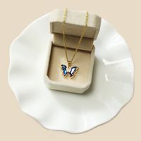Casual Butterfly Stainless Steel Plating Inlay Zircon Gold Plated Pendant Necklace main image 3