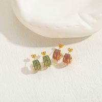 1 Pair Elegant Classic Style C Shape Asymmetrical Plating Inlay Copper Zircon 14k Gold Plated Earrings main image 6