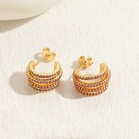 1 Pair Elegant Classic Style C Shape Asymmetrical Plating Inlay Copper Zircon 14k Gold Plated Earrings sku image 2