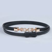 Elegant Solid Color Pu Leather Imitation Pearl Alloy Women's Leather Belts main image 2