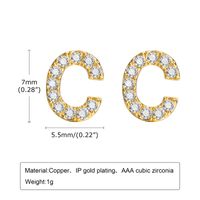 1 Pair Simple Style Letter Inlay Copper Zircon Gold Plated Ear Studs sku image 19
