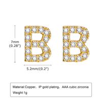 1 Pair Simple Style Letter Inlay Copper Zircon Gold Plated Ear Studs sku image 1