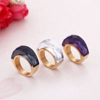 Titanium Steel 18K Gold Plated Simple Style Plating Solid Color Rings main image 8