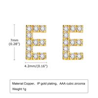 1 Pair Simple Style Letter Inlay Copper Zircon Gold Plated Ear Studs sku image 3