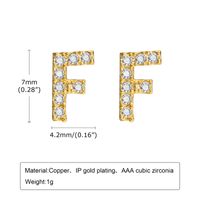 1 Pair Simple Style Letter Inlay Copper Zircon Gold Plated Ear Studs sku image 4