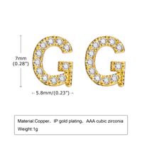 1 Pair Simple Style Letter Inlay Copper Zircon Gold Plated Ear Studs sku image 5