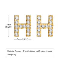 1 Pair Simple Style Letter Inlay Copper Zircon Gold Plated Ear Studs sku image 6