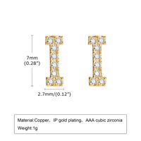 1 Pair Simple Style Letter Inlay Copper Zircon Gold Plated Ear Studs sku image 7