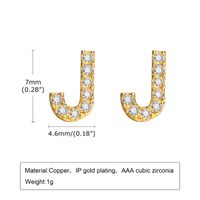1 Pair Simple Style Letter Inlay Copper Zircon Gold Plated Ear Studs sku image 23