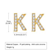 1 Pair Simple Style Letter Inlay Copper Zircon Gold Plated Ear Studs sku image 20
