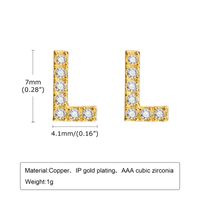 1 Pair Simple Style Letter Inlay Copper Zircon Gold Plated Ear Studs sku image 8