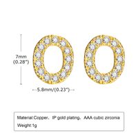 1 Pair Simple Style Letter Inlay Copper Zircon Gold Plated Ear Studs sku image 10