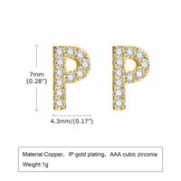 1 Pair Simple Style Letter Inlay Copper Zircon Gold Plated Ear Studs sku image 11