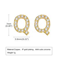 1 Pair Simple Style Letter Inlay Copper Zircon Gold Plated Ear Studs sku image 12