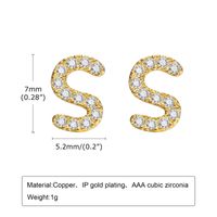 1 Pair Simple Style Letter Inlay Copper Zircon Gold Plated Ear Studs sku image 26